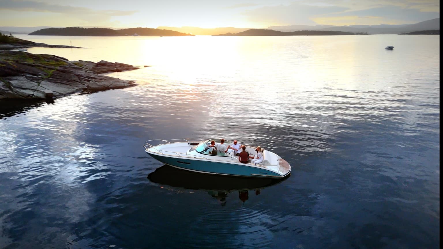 Anchored in a bay on the Oslofjord at golden hour